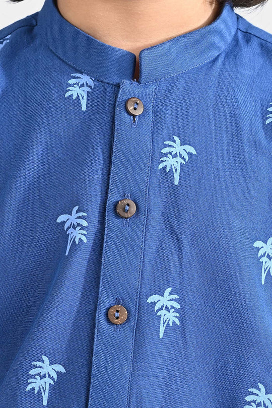 Boys Cotton Printed Kurta (Palm Tree)
