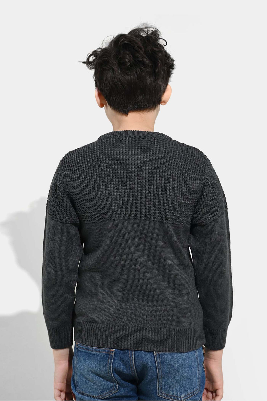 Boys Acrylic Sweater-Great Things - CHARCOAL