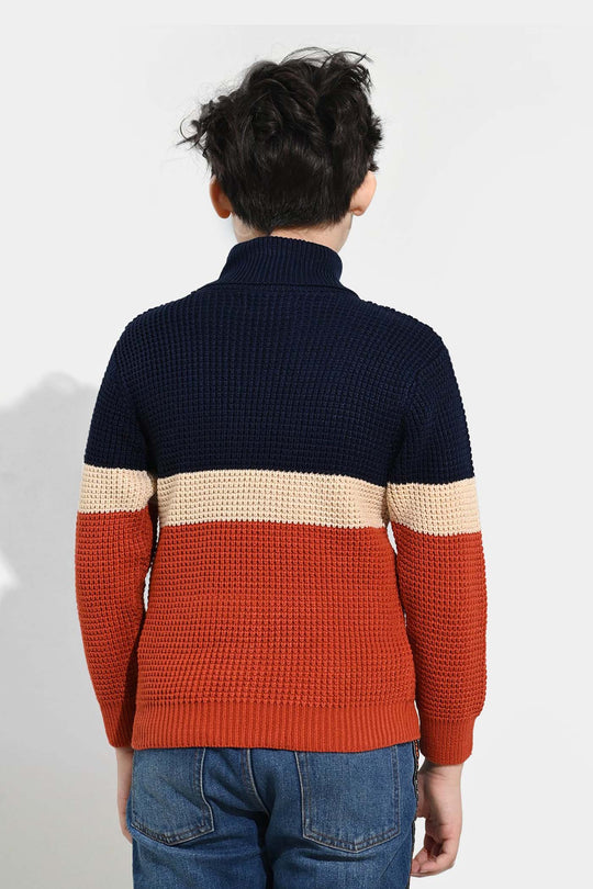 Boys Acrylic Sweater-Pop Corn - Multi