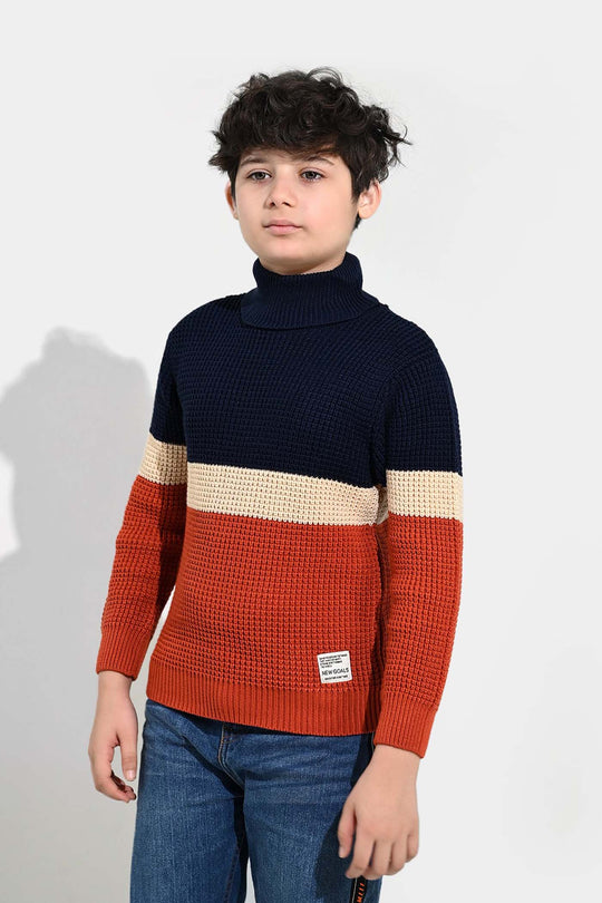 Boys Acrylic Sweater-Pop Corn - Multi