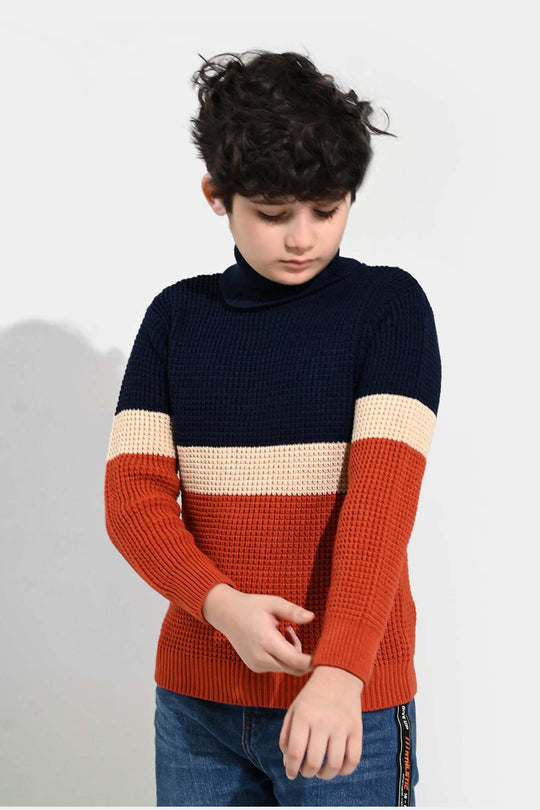 Boys Acrylic Sweater-Pop Corn - Multi