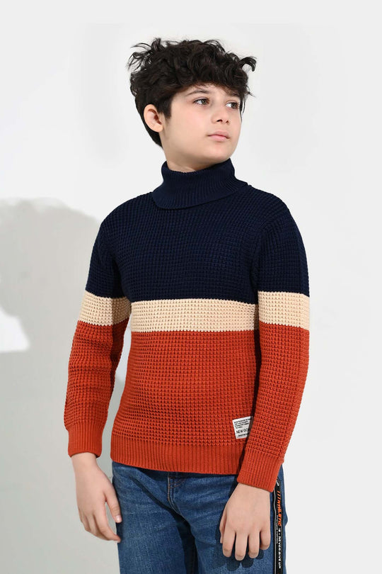 Boys Acrylic Sweater-Pop Corn - Multi