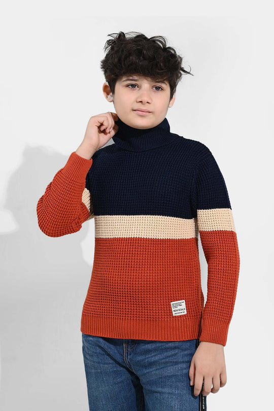 Boys Acrylic Sweater-Pop Corn - Multi