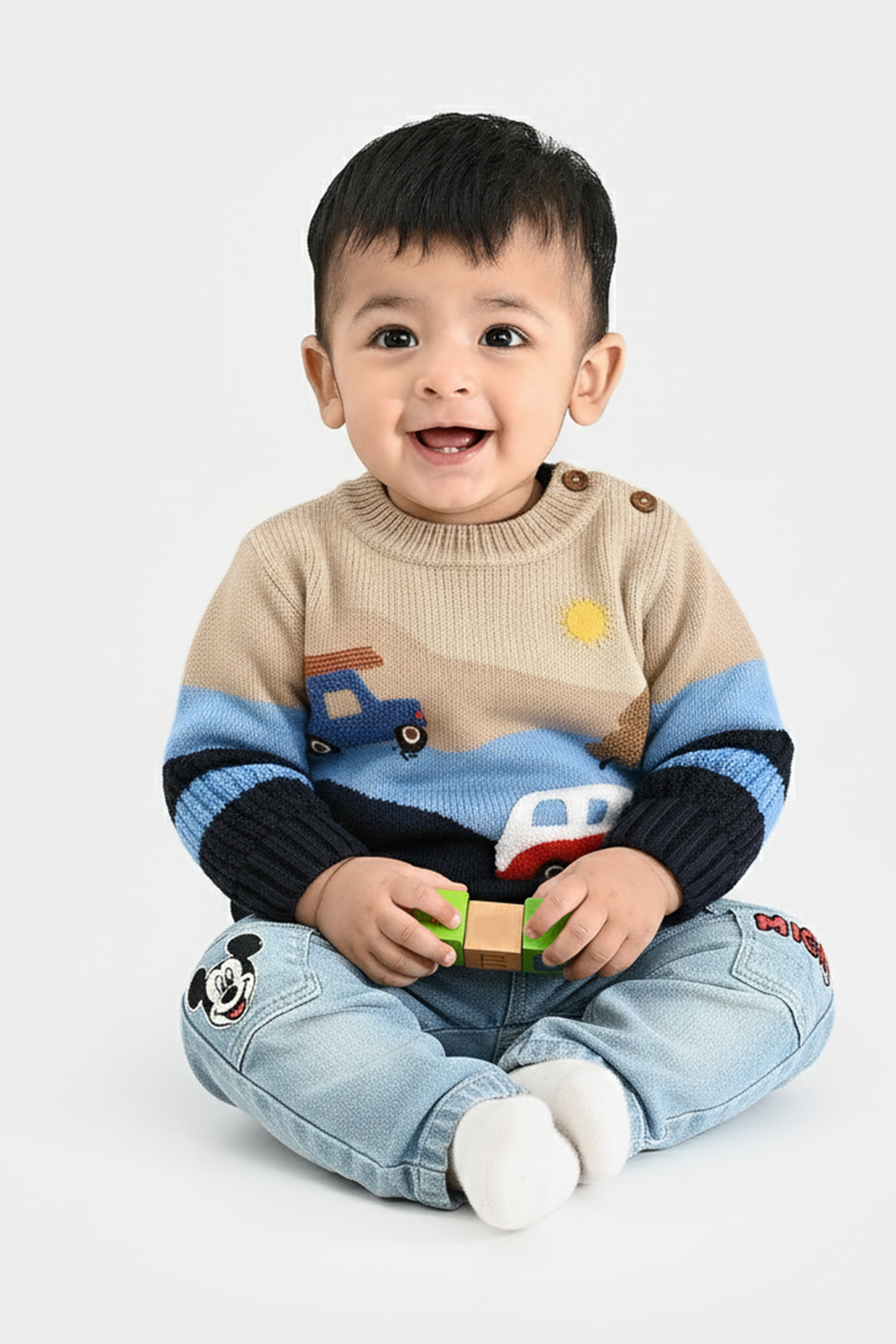 Infant Boys Acrylic Sweater-Adventure-Multi