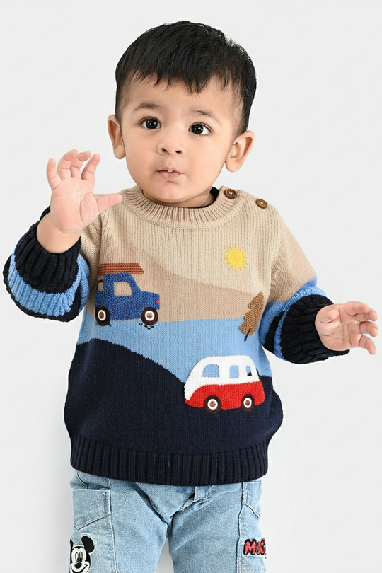 Infant Boys Acrylic Sweater-Adventure-Multi