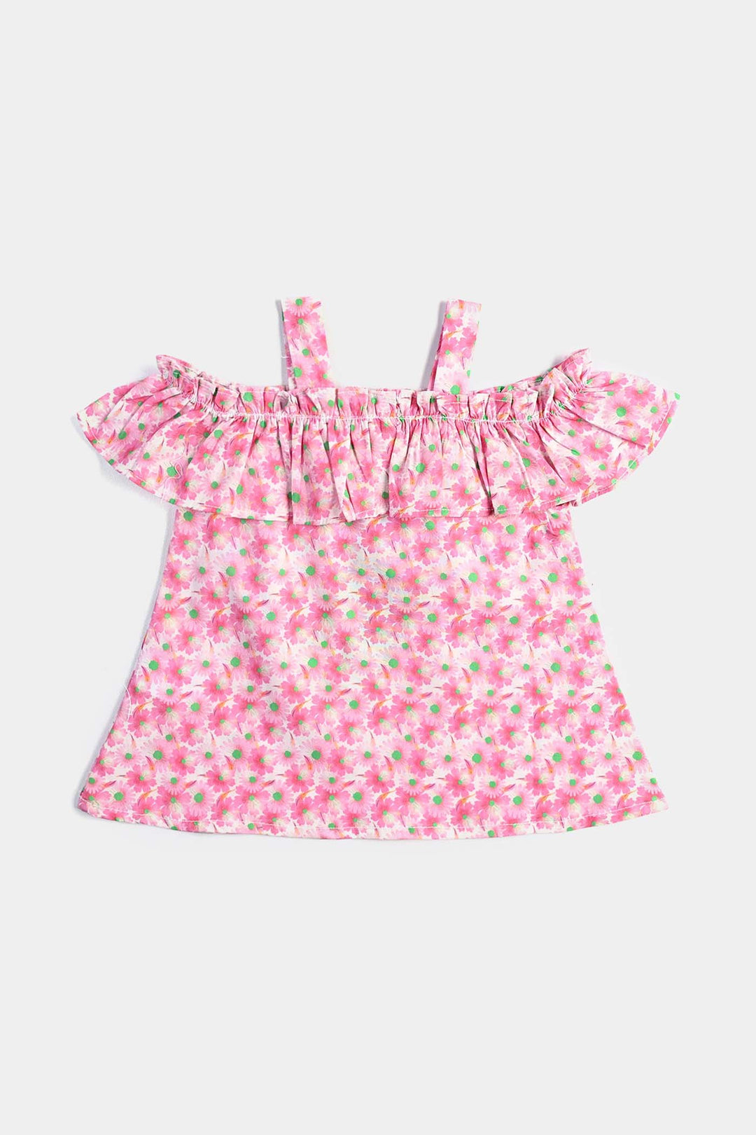 Infant Girls Cotton Poplin Casual Top Pink Daisy