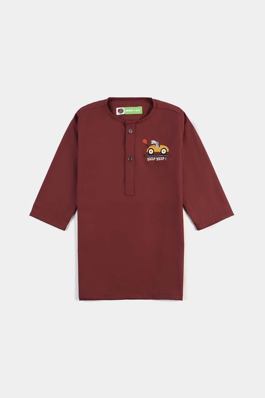 Infant Boys Poly Viscose 2PC Suit (Beep Beep)-MAROON