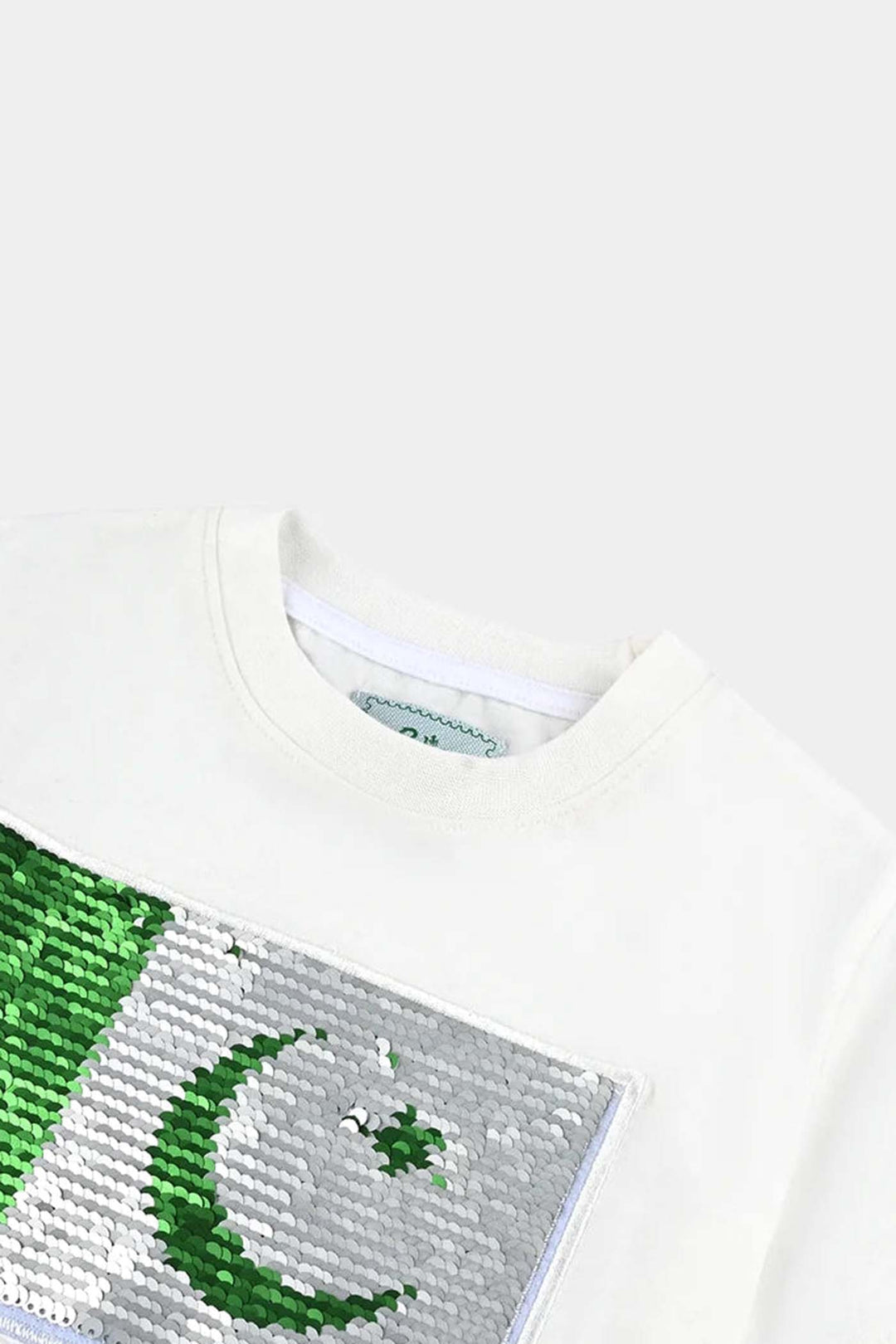 Unisex Poly Cotton Jersey T-Shirt H/S SEQUINS FLAG-Snow White