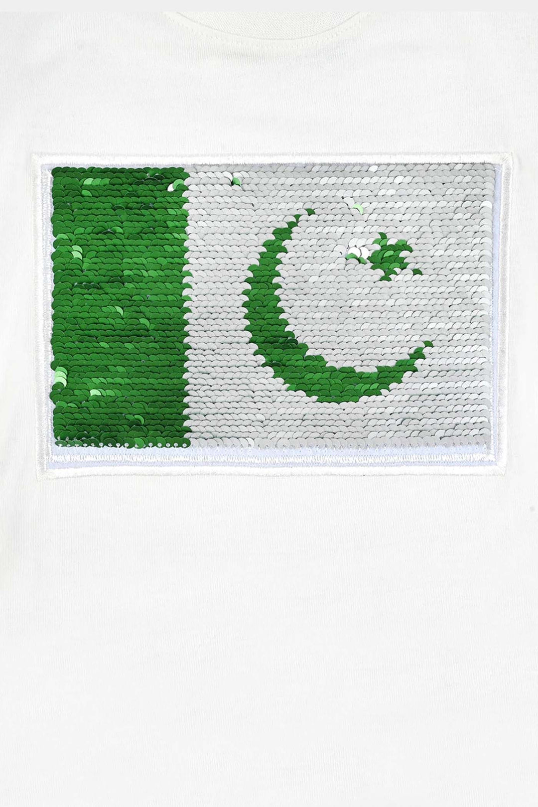 Unisex Poly Cotton Jersey T-Shirt H/S SEQUINS FLAG-Snow White