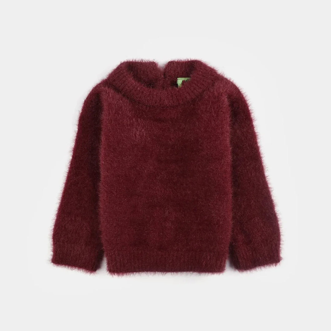 Infant Girls Feather yarn Sweater-Feather-MAROON