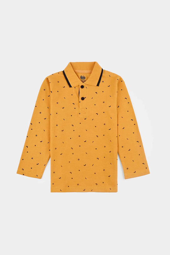 Boys Jumbo Pique Polo F/S Shapes-Sun Flower