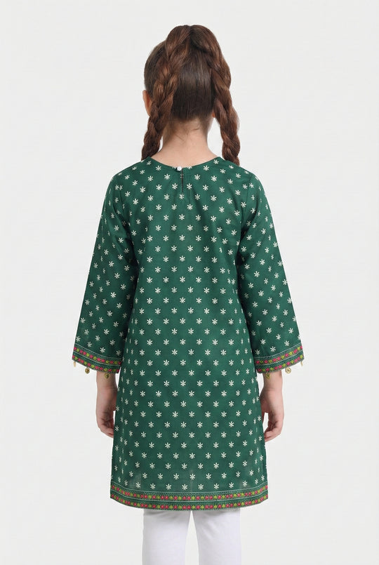 Girls Cotton Printed Kurti Stars And Jasmine Ind-GREEN