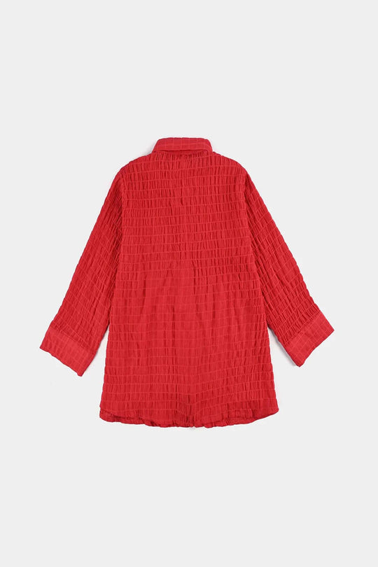 Girls Poly Mesh Casual Top Chilli - RED