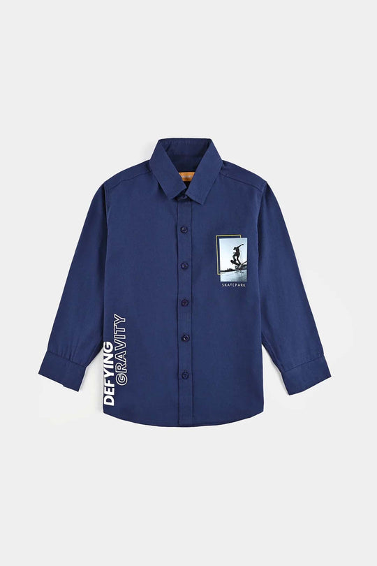 Boys Cotton Shirt (Defying) - NAVY