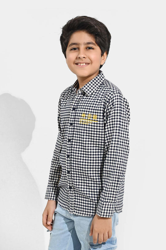 Boys Flannel Shirt (Skater) - White Check
