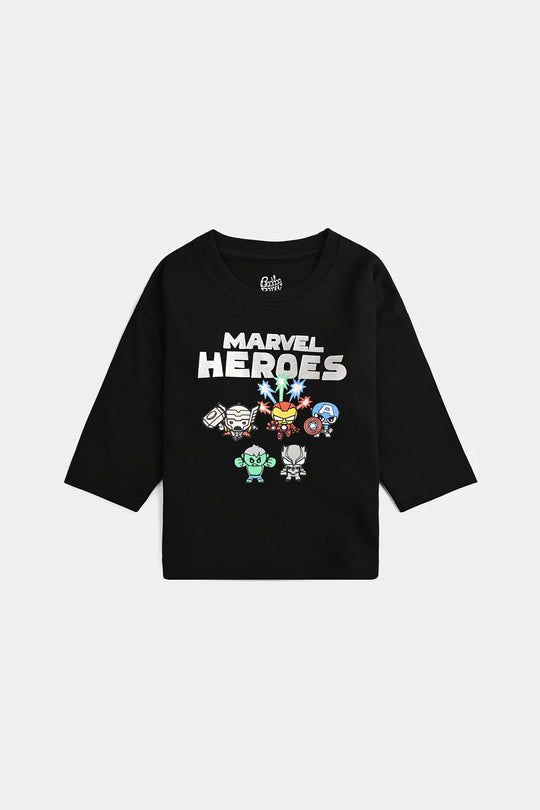 Infant Boys Cotton Jersey T-Shirt F/S Heroes-BLACK