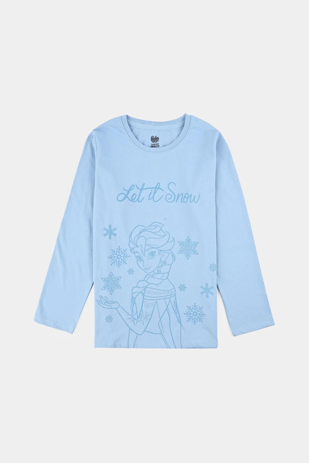 Girls Cotton Jersey T-Shirt F/S Let It Snow - Blue Bell