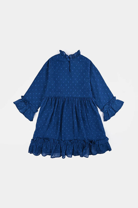 Girls Chiffon Casual Frock - Blue