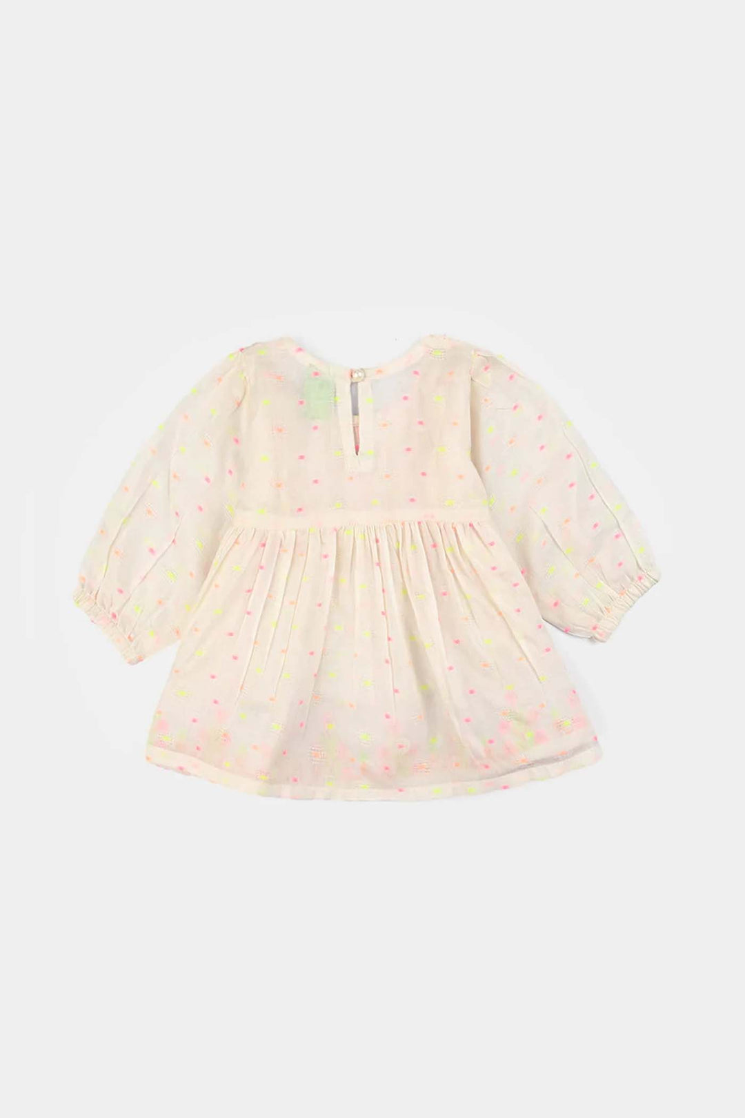 Infant Girls Jacquard Emb Kurti Popup-White