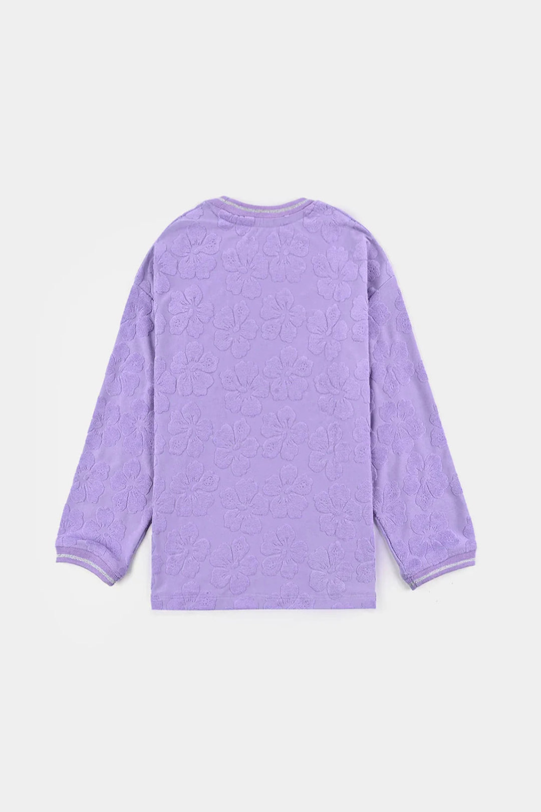 Girls Jacquard T-Shirt F/S LILAC FLOWER FABRIC - Purple