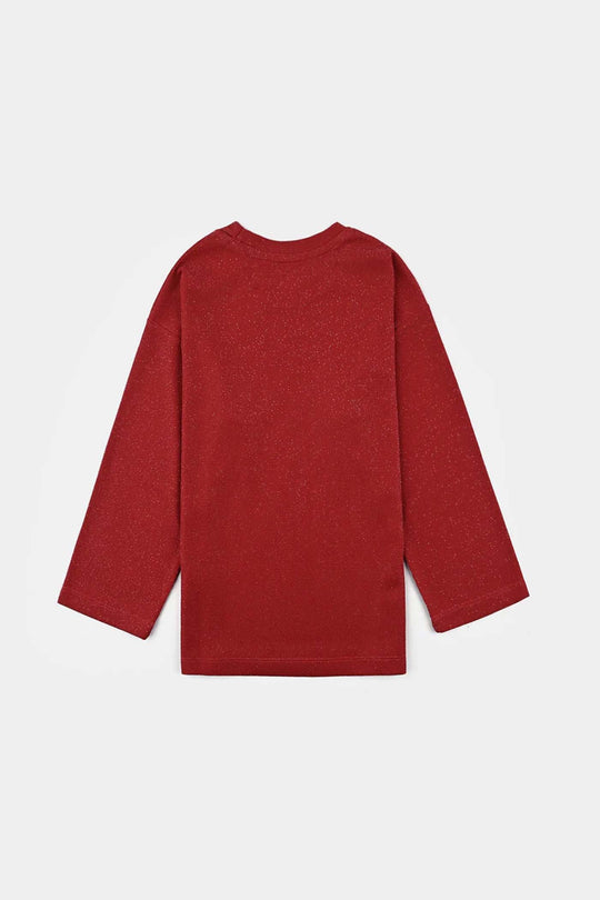 Girls Jacquard T-Shirt F/S RED LUREX - RED