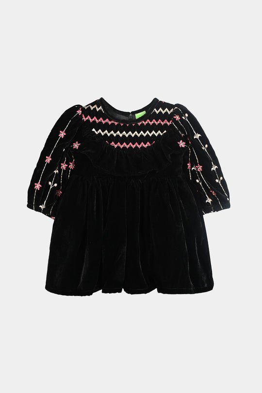 Infant Girls Velvet Fancy Frock-Grace-BLACK