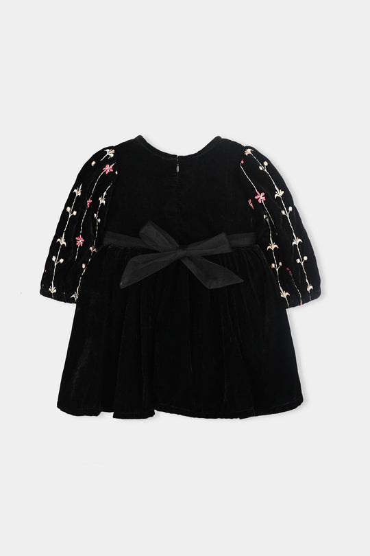 Infant Girls Velvet Fancy Frock-Grace-BLACK