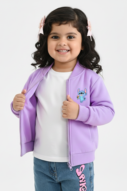 Infant Girls Fleece Jacket STITCH-PURPLE