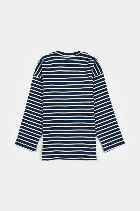 Boys Rib T-Shirt F/S Character- Blue/White Stripe