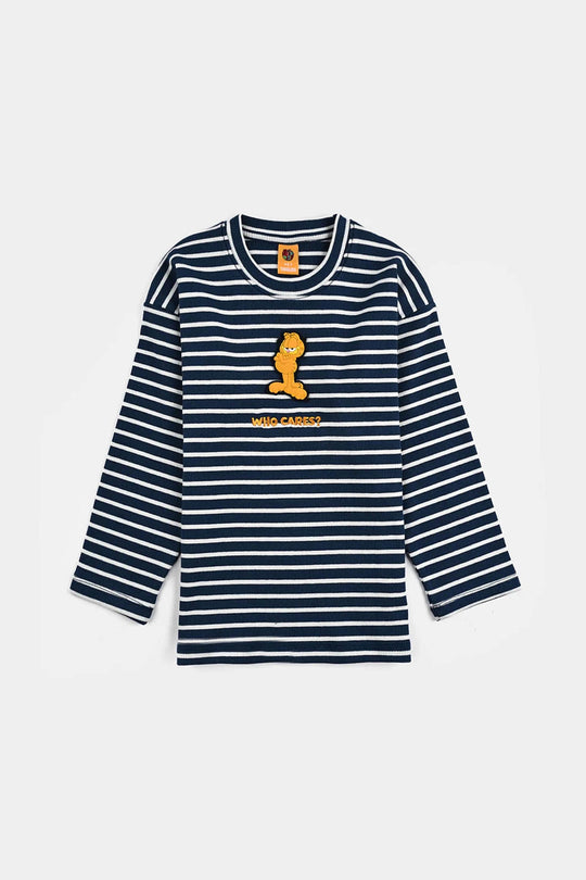Boys Rib T-Shirt F/S Character- Blue/White Stripe