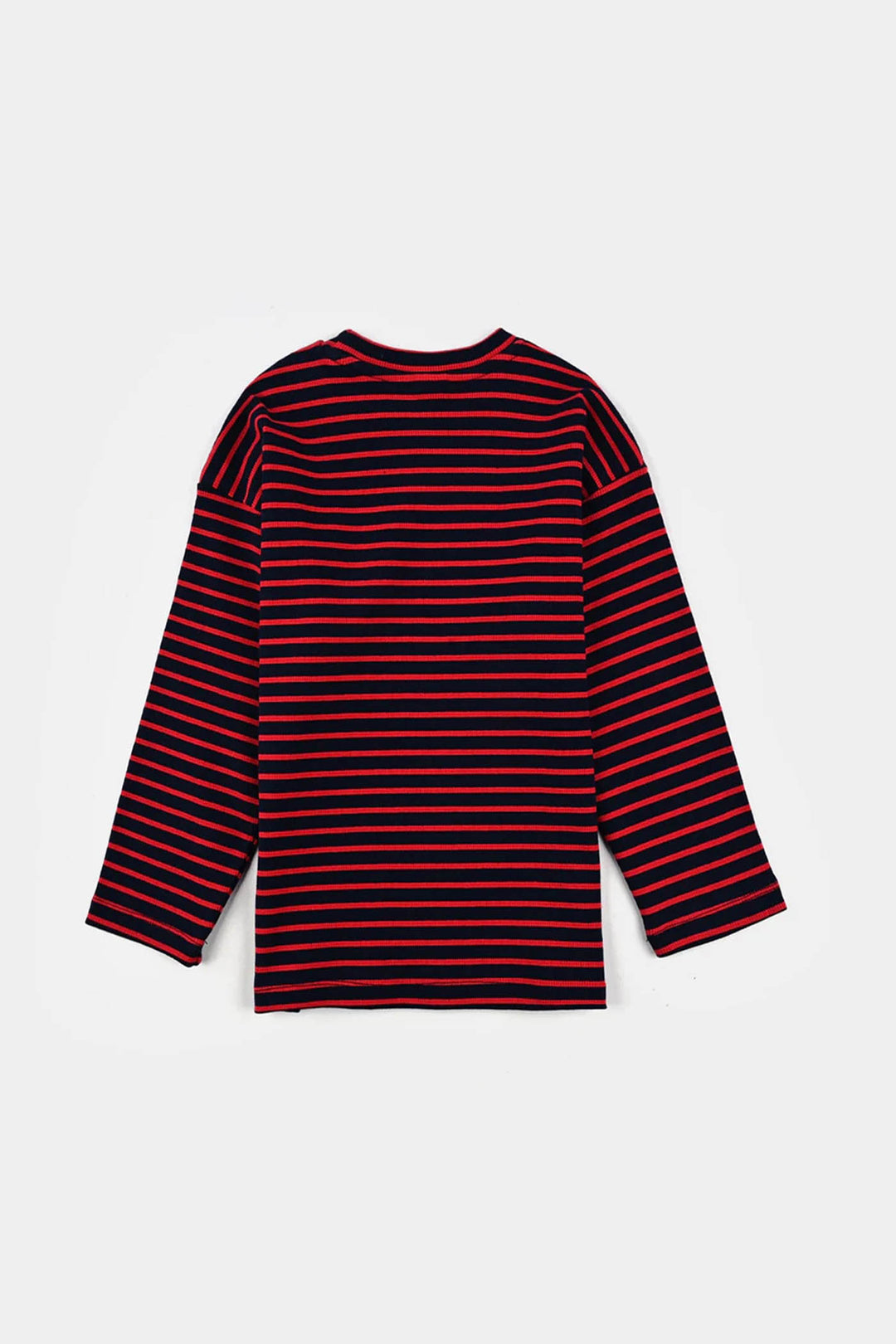 Boys Rib T-Shirt F/S SKATE TIME - Navy/Red Stripe