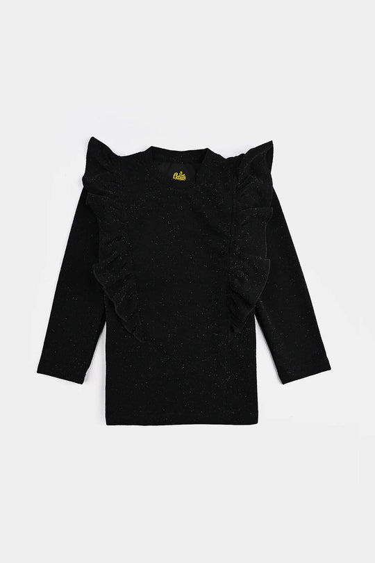 Girls Microfiber Jersey T-Shirt F/S Black LUREX - BLACK