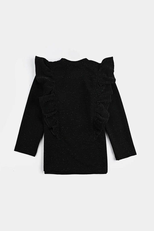 Girls Microfiber Jersey T-Shirt F/S Black LUREX - BLACK