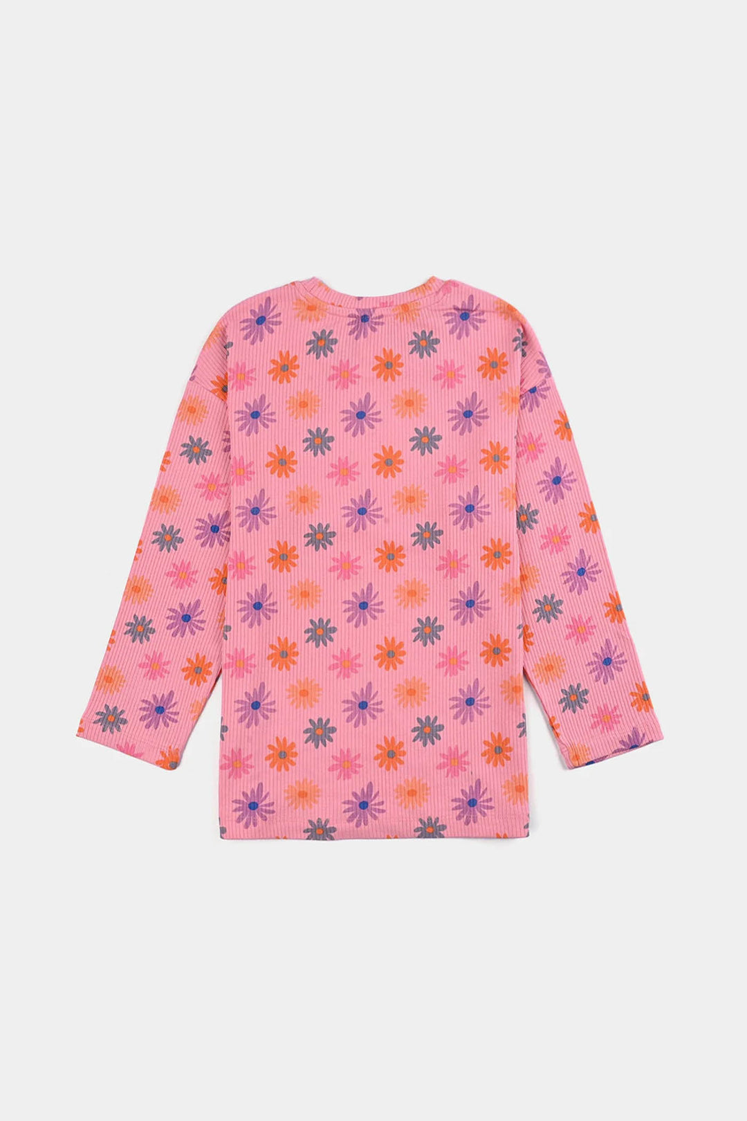 Girls 2x1 Rib T-Shirt F/S MULTI FLOWER - Pink