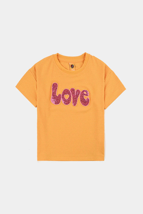Girls Jacquard T-Shirt H/S Love - Citrus