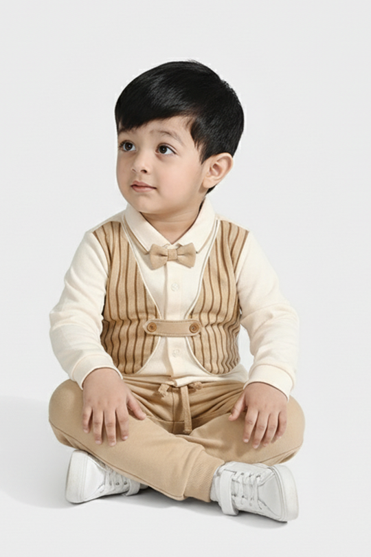 Infant Boys Cotton Interlock Suit BROWN CHIC SUIT