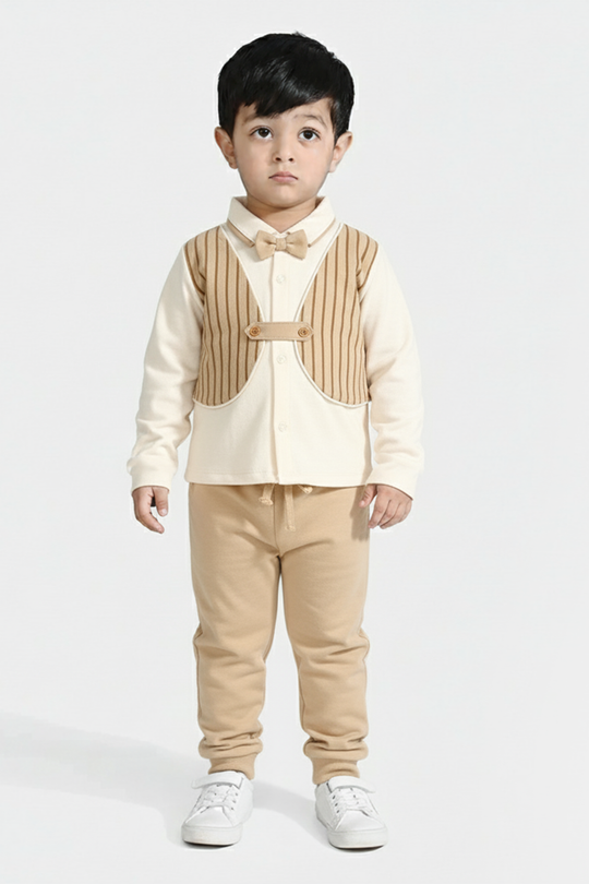 Infant Boys Cotton Interlock Suit BROWN CHIC SUIT
