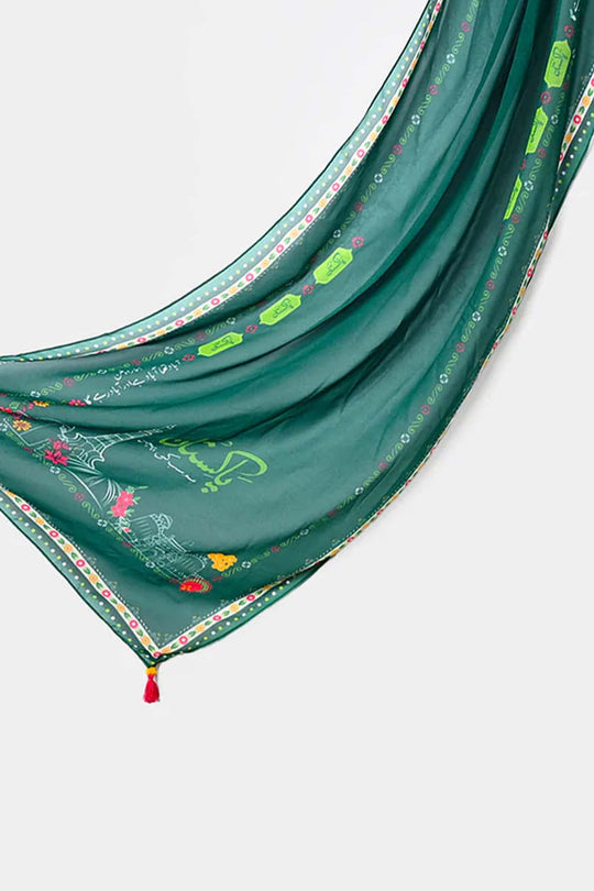Teens Girls Chiffon Dupatta independence day-GREEN