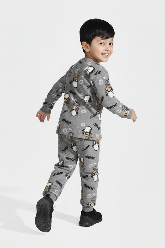 Infant Boys Sherpa Suit PENGUIN-GREY