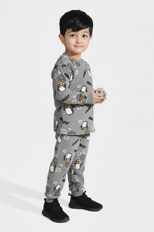 Infant Boys Sherpa Suit PENGUIN-GREY