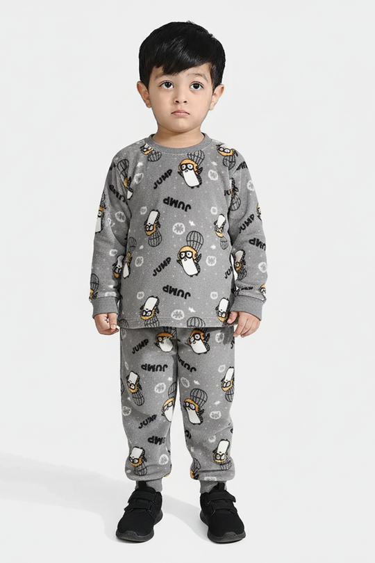 Infant Boys Sherpa Suit PENGUIN-GREY