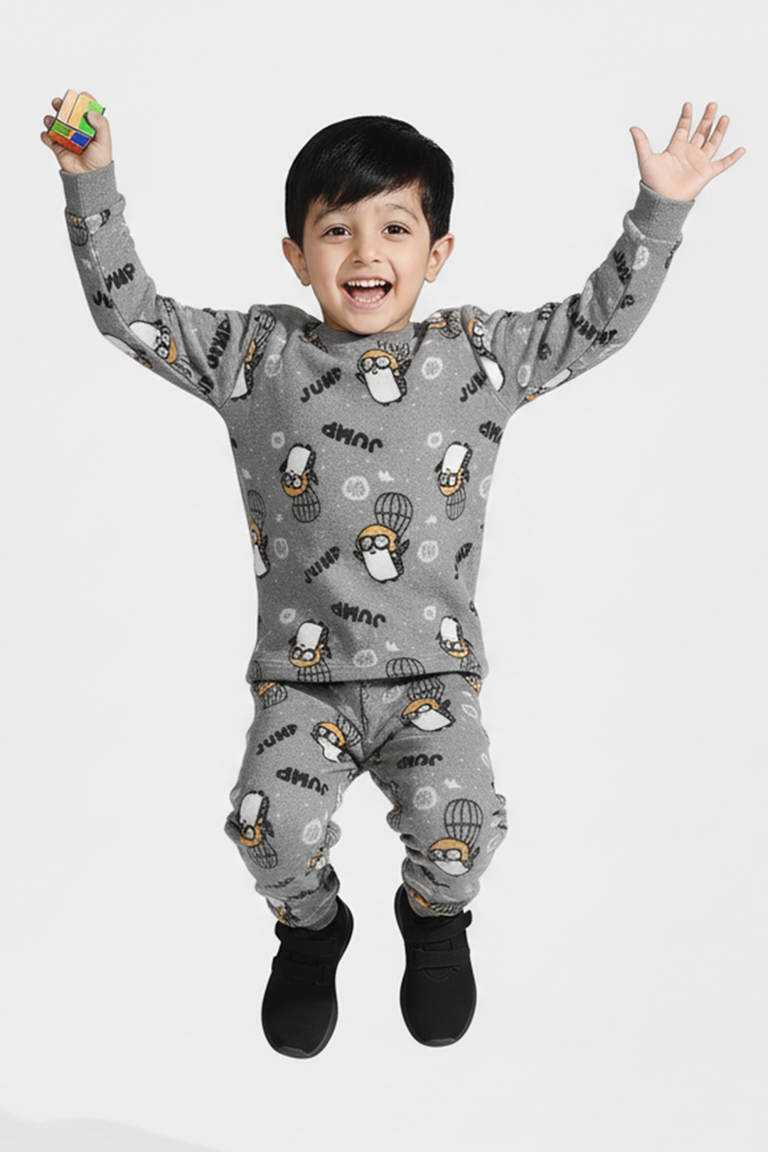 Infant Boys Sherpa Suit PENGUIN-GREY