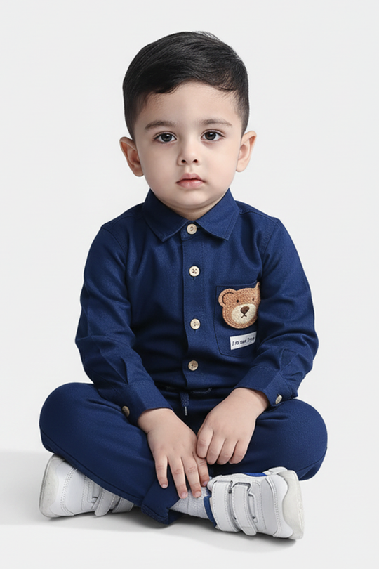 Infant Boys Cotton Suit-Im New Here-BLUE