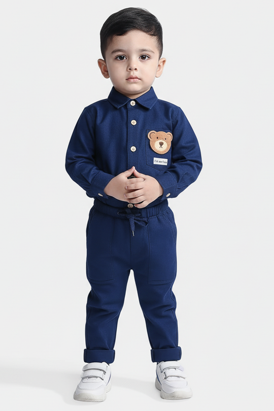 Infant Boys Cotton Suit-Im New Here-BLUE