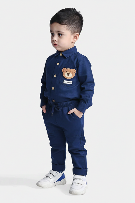 Infant Boys Cotton Suit-Im New Here-BLUE