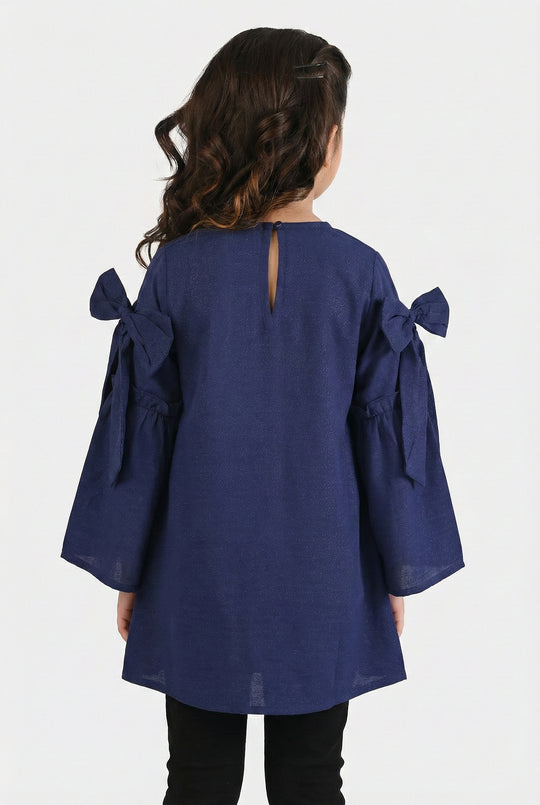 Girls Cotton Casual Top Galaxy - Navy Blue
