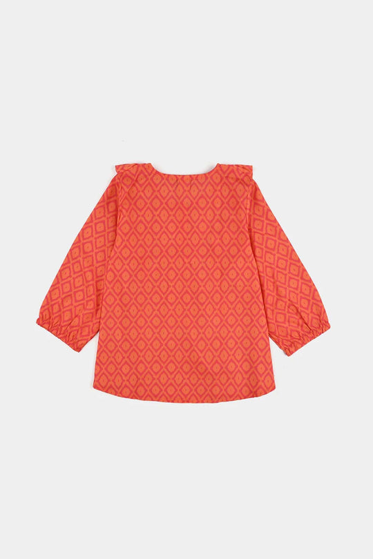 Infant Girls Poly Viscose Casual Top Tangy-ORANGE