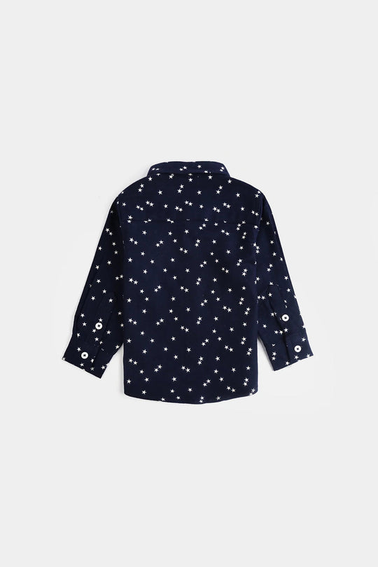 Infant Boys Flannel Shirt (Stars)-NAVY