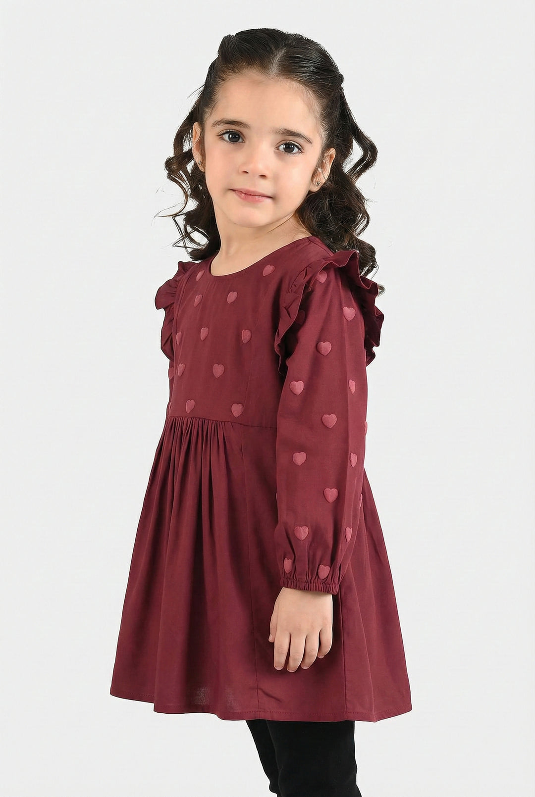 Girls Cotton Top (Puffy) - Maroon