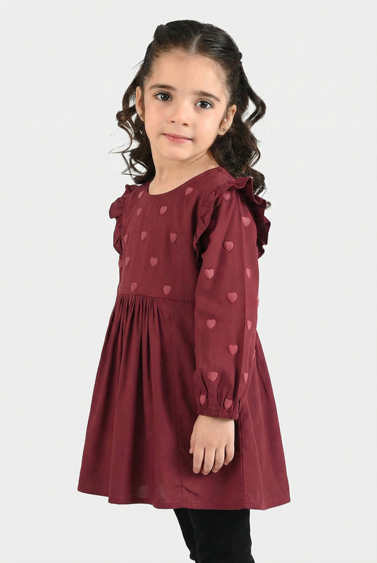 Girls Cotton Top (Puffy) - Maroon